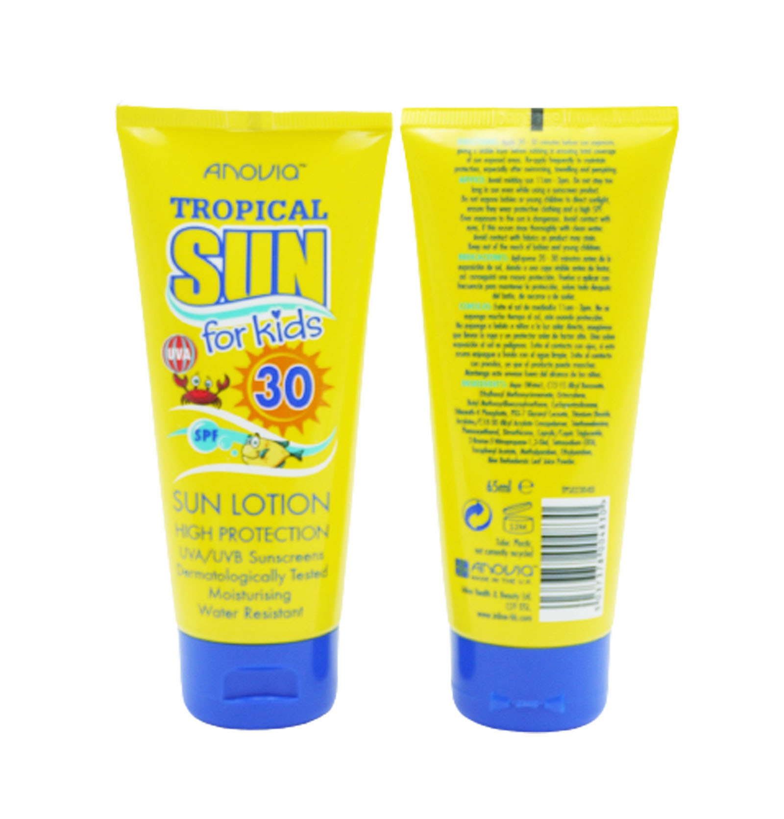 Tropical Sun SPF30 Kids Moisturising Sunscreen Lotion Cream Water Resistant 65ml