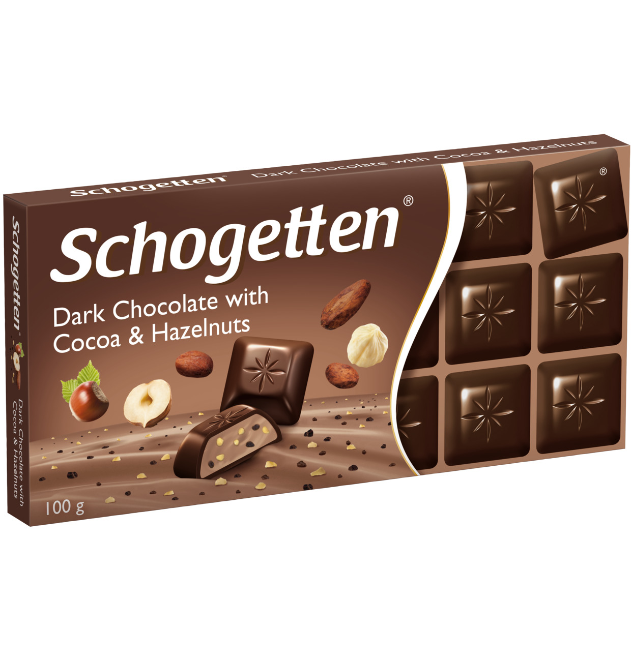 Schogetten Dark Chocolate Cocoa and Hazelnuts 100g