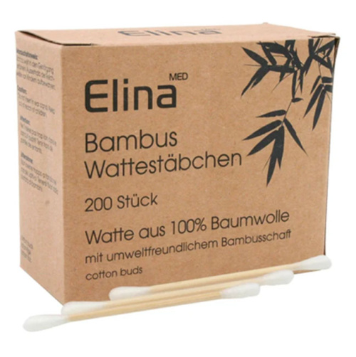 Elina Med Bamboo Cotton Swabs 200 pcs 100% Cotton