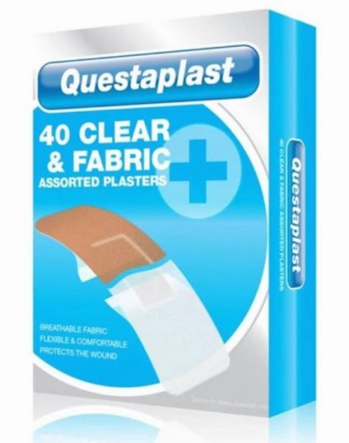 Questaplast Clear & Fabric Assorted Plasters - 40 pcs 