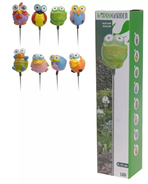 Garden spike bird with solar lamp