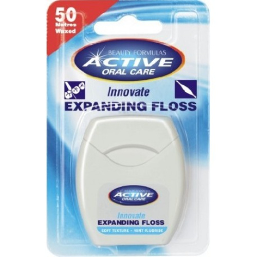 Active Oral Care Dental Floss Swelling Mint With Fluoride 50M