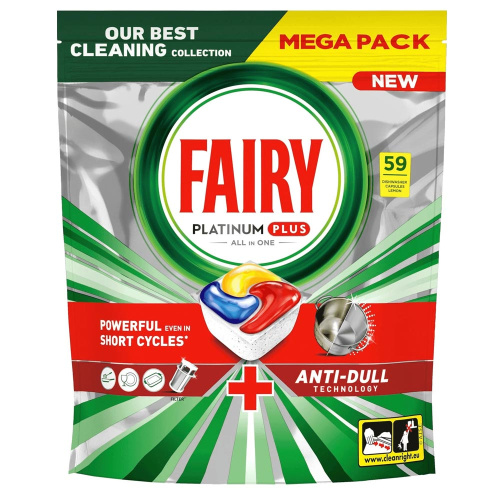 Fairy Platinum Plus All in One Anti-Dull Lemon dishwasher tablet 59 pcs