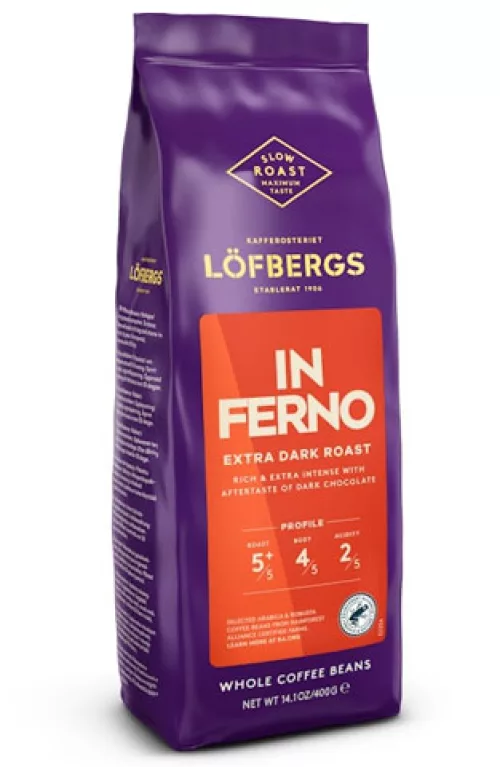 Löfbergs Inferno Extra Dark Roast Whole Beans Coffee 400 g RFA