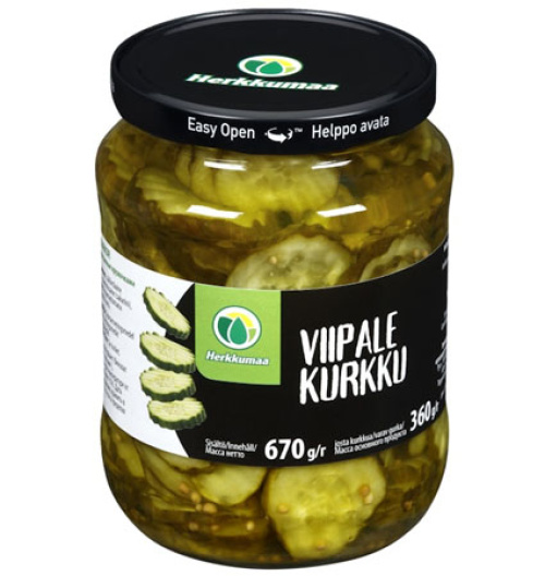 Herkkumaa Sliced cucumber 670g/360g