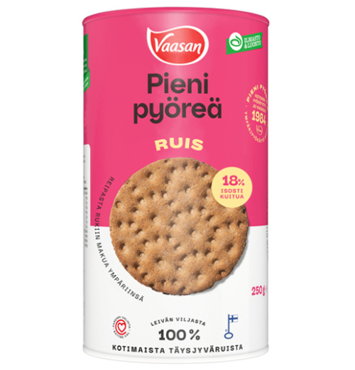 Vaasa small round whole grain rye crispbread 250g