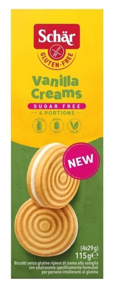 Schär Vanilla Creams sugar-free gluten-free filled cookie 115g