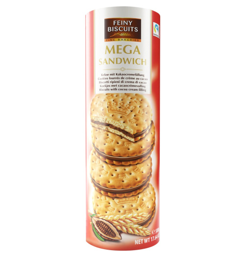 F.B Mega sandwich biscuits with cocoa cream filling 500g