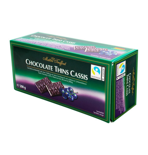 M.T Dark Chocolate Thin Blackcurrant 200g