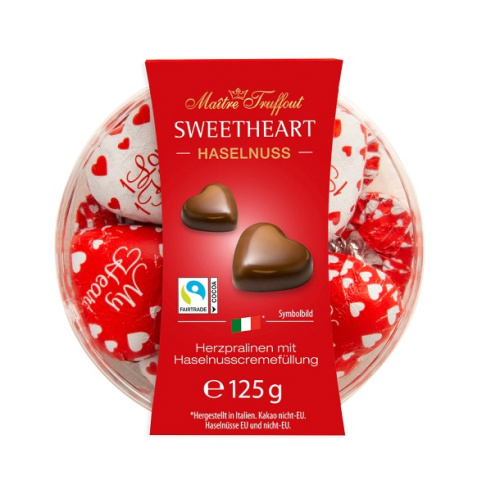 M.T Heart pralines with hazelnut cream filling 125g