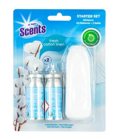 At Home Scent Sprayer + 2 refills Fresh Cotton Linen 2X12 ml
