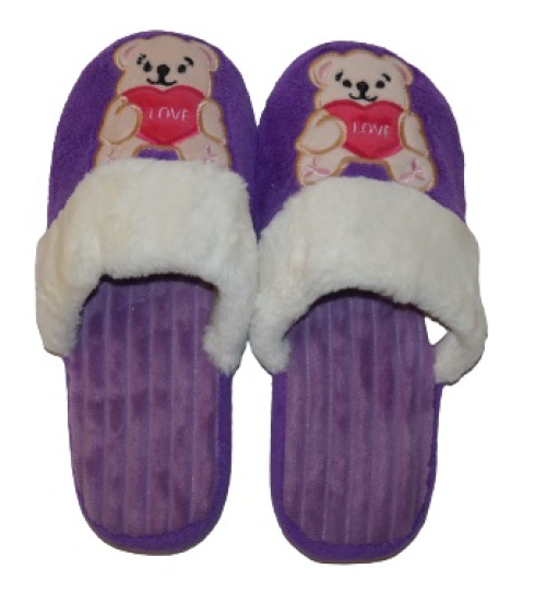 Slipper teddy bear purple. k.36-41