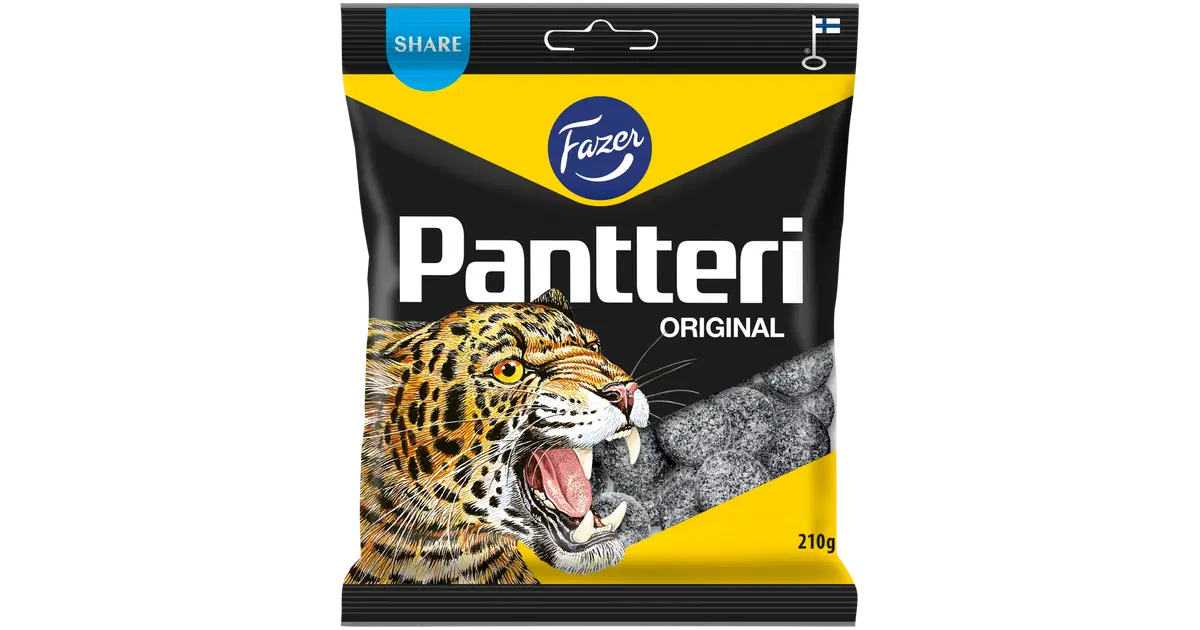Fazer Pantteri salmiakki karkkipussi 210g
