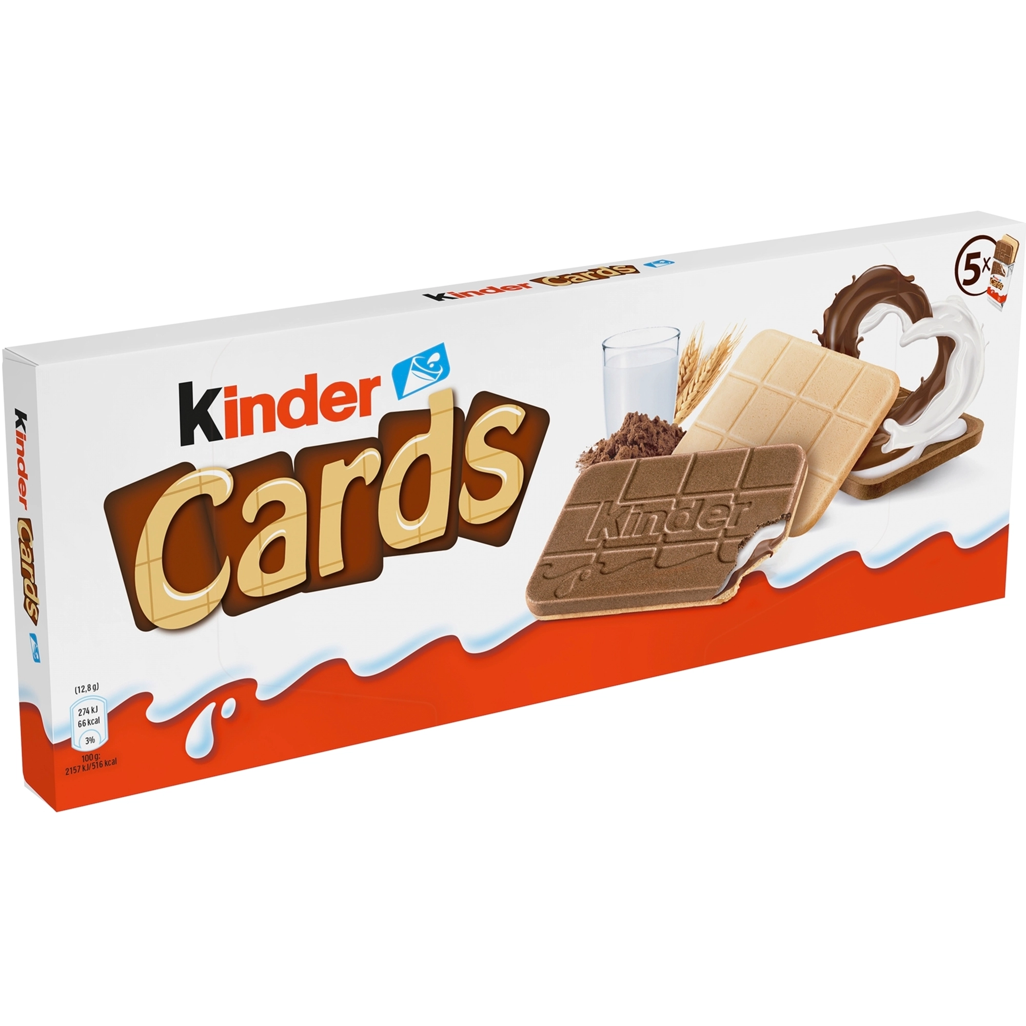 Kinder Cards Vohveli maitotäytteellä ja kaakaotäytteellä 2kpl x 5