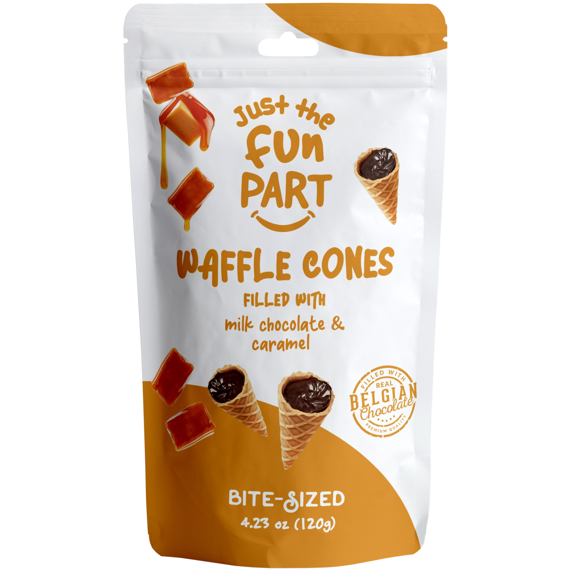 Just the Fun Part Milk Chocolate & Caramel Waffle cone