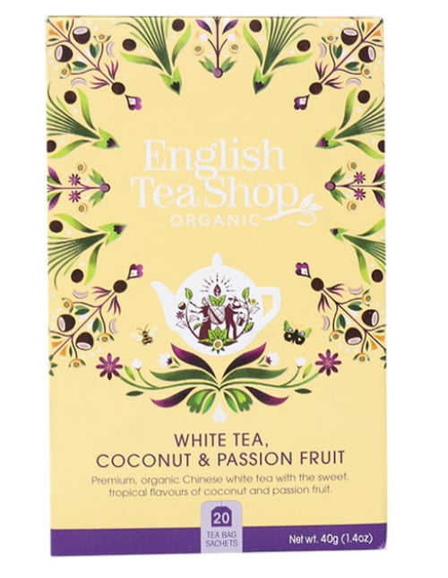 English Tea Shop Organic White Tea White Tea, Coconut, Passion Fruit 20pcs 40g