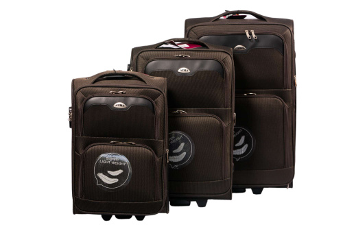 Alezar Travel Bag Set Brown, 2 wheels (20