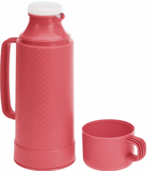 Thermos serving flask with mug 1 l red
