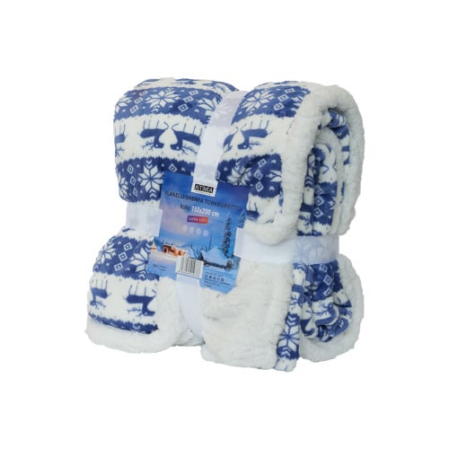 Sherpa Blanket 150 * 200 cm, blue / white