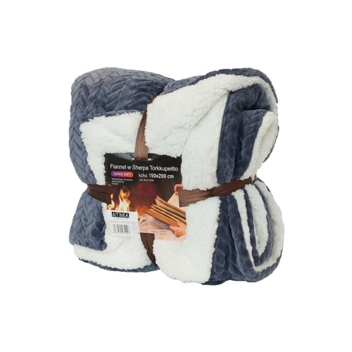 Sherpa Blanket 150 * 200 cm, blue/white