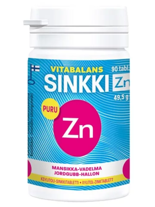 Vitabalans Zinc Zn 50g strawberry-raspberry 90tabs