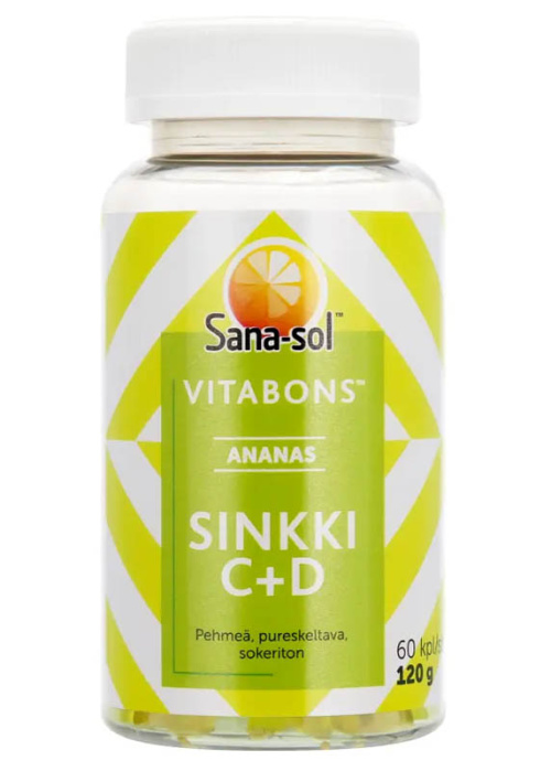Sana-sol Vitabons zinc+vitamin C+D pineapple 60tabl