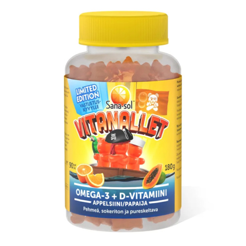 Sana-sol Vitanallet Omega-3+D-vit. Orange/Papaya 90 pcs