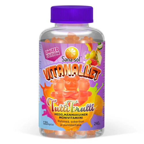Sana-sol Vitanallet Tuttifrutti multivitamin 120 pcs