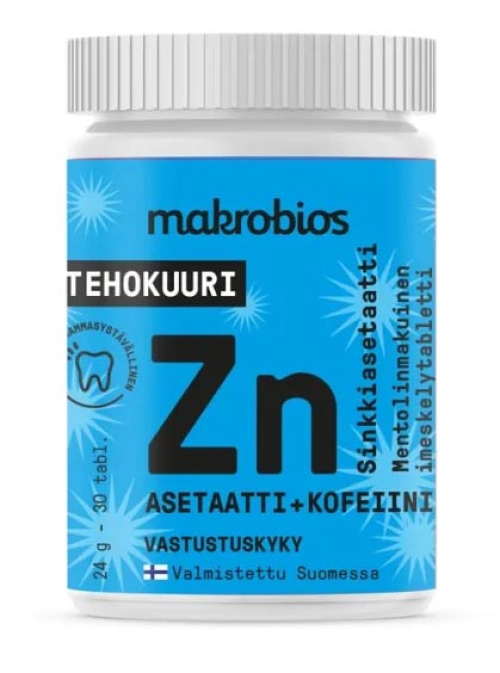 Macrobios Zinc acetate + Caffeine 30 tablets.