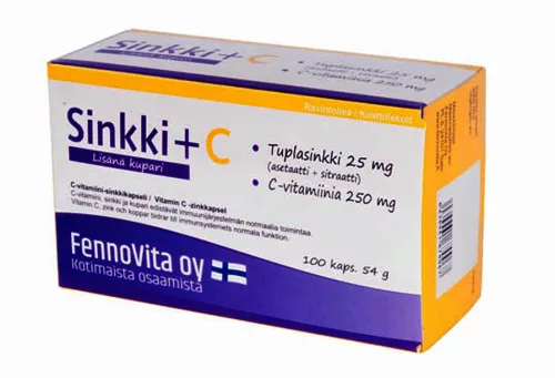 Fennovita Zinc + C + D in addition to copper 100tabs - 54g