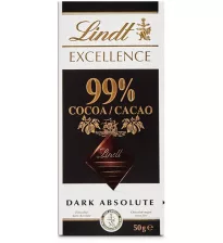 Lindt EXCELLENCE 99% dark chocolate bar 50g