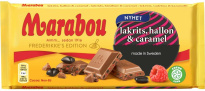 Marabou Chocolate bar Licorice raspberry & caramel 185g