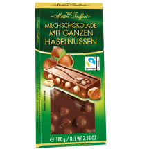 M.T Milk Chocolate With Whole Hazelnuts 100g