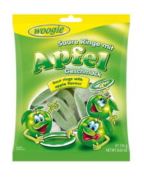 Woogie foam-sugar gummi apple rings sour 250g