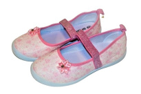 L.ballerinat pink, flower shoes. k.19-30