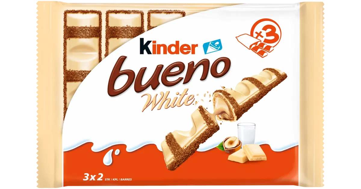Kinder Bueno White 3-pack suklaavohvelipatukka (3 x 39g)