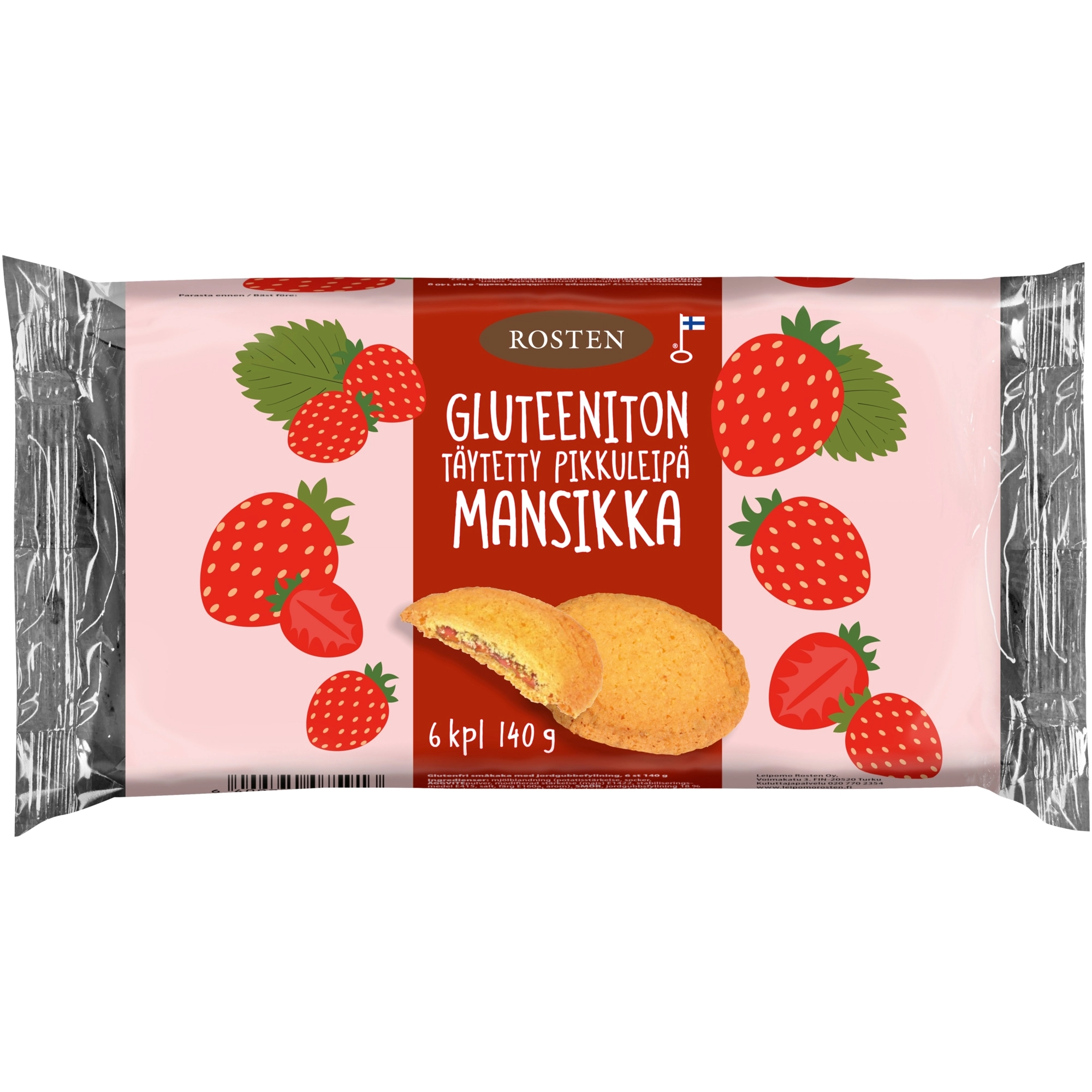 Rosten Gluteeniton täytetty pikkuleipä Mansikka 140 g
