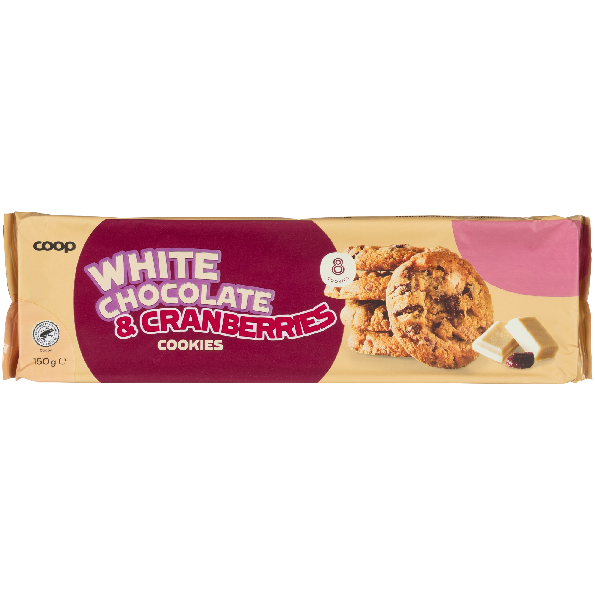 Coop valkosuklaa-karpalocookie 150 g