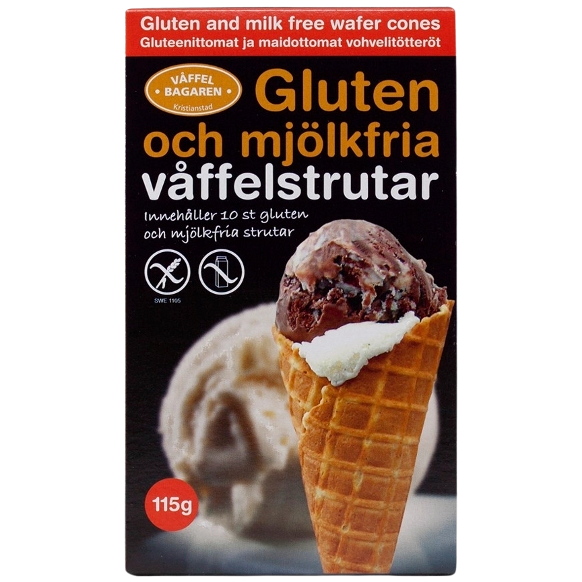 Jäätelövohveli Våffelbagaren gluteeniton/laktoositon 10 kpl 115 g