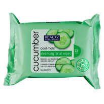 Beauty Formulas Cucumber Cleansing Facial Wipes 25 pieces