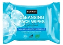 Sence Cleansing Face Wipes Cleanses & Removes Make-up Hydro Shock 20pc