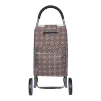 Alezar Big Wheel Shopping Trolley Brown/Beige 88*20*49 cm