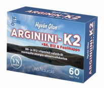 VN Hyvän Olon Arginine + K2, for the heart's health. 60 caps
