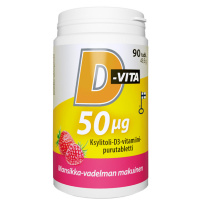 Vitabalans D-Vita 50 µg strawberry-raspberry flavour 90 tablets xylitol-vitamin D3 chewable tablets