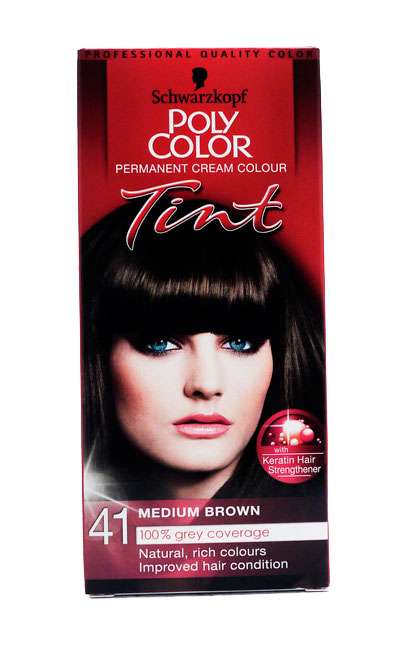 Schwarzkopf Poly Color Tint 41 Medium Brown Permanent Cream Colour