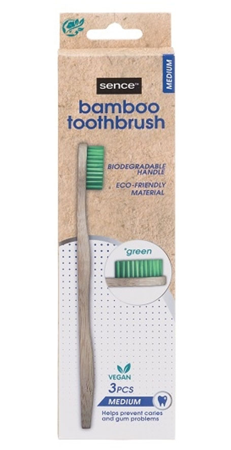 Sence Bamboo Toothbrush 3pcs 
