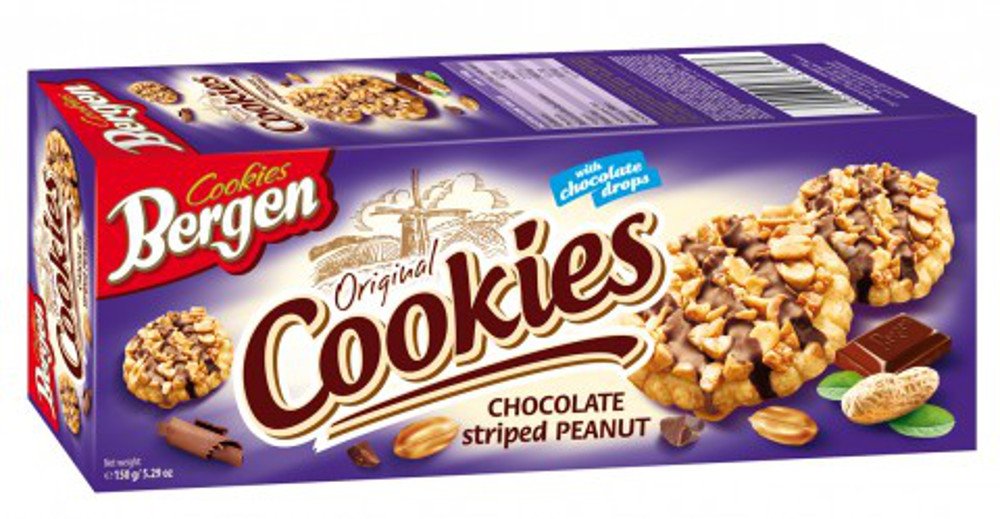 Bergen Chocolate Striped peanut Cookies 150g