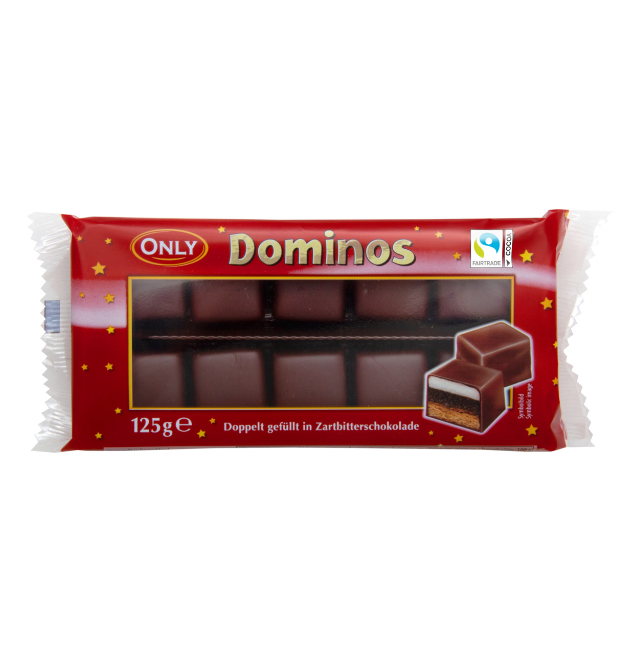 Only Domino dices with dark chocolate 125g 
