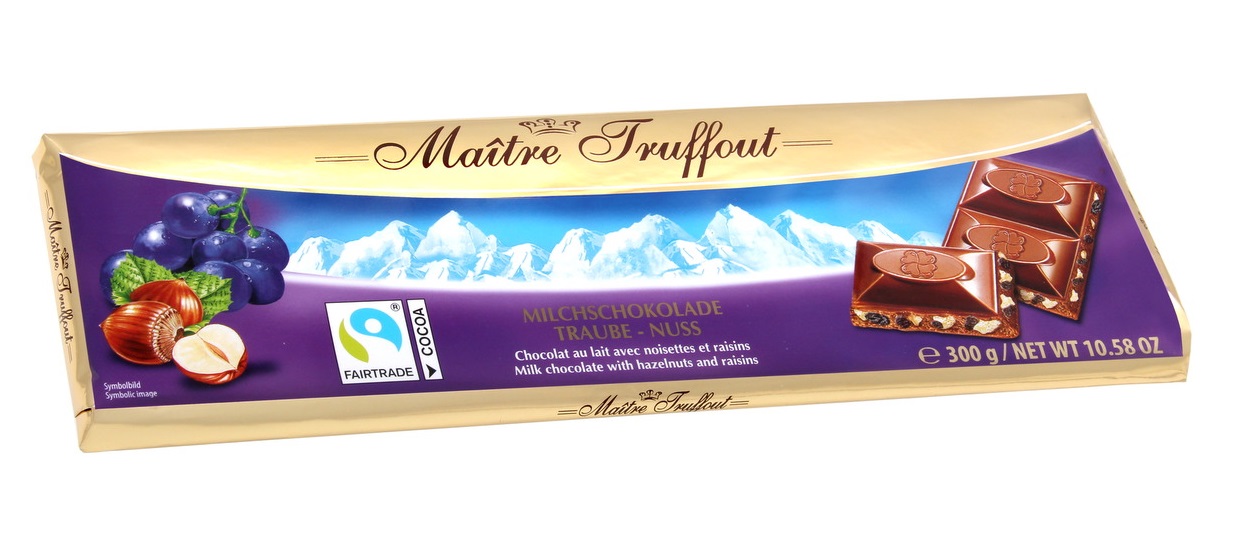 Maître Truffout Milk Chocolate Raisins-Hazelnuts 300g