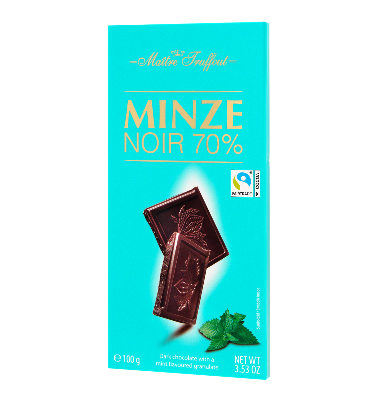 Maître Truffout Dark Chocolate 70% With Mint Flavour 100g